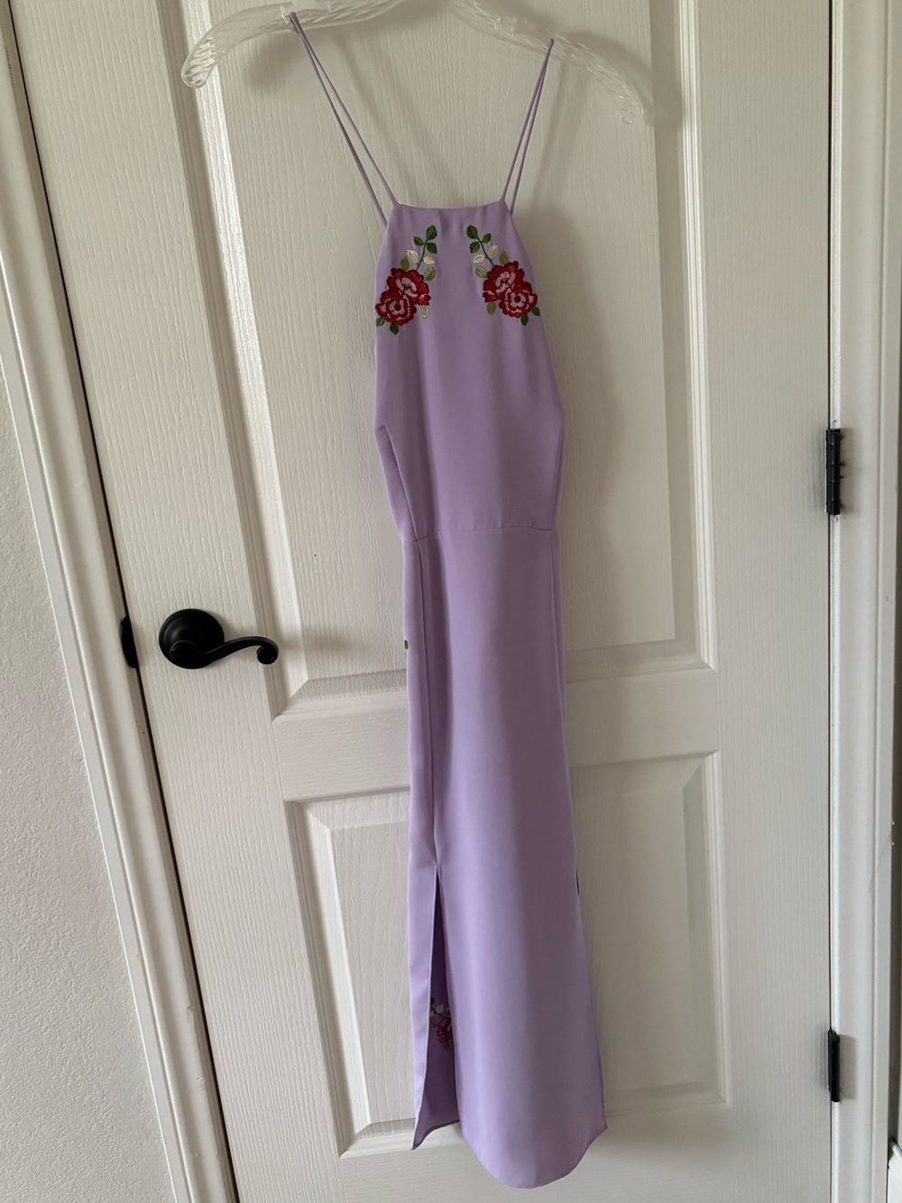 Topshop Lilac Maxi Dress with Rose Embroidery